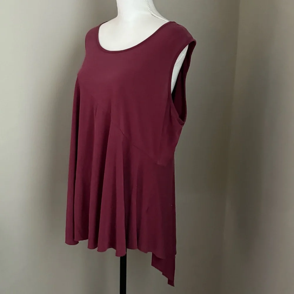 H.I.P. HIP Women's Size 3X Top Tunic Sleeveless Tank Asymmetric Burgundy - Picture 5 of 11